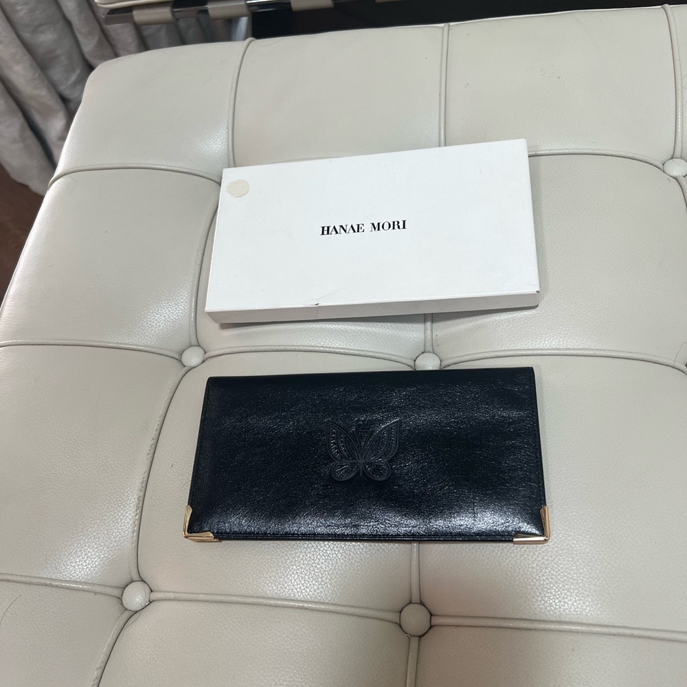 Black Hanae Mori Checkbook Cover / Wallet / Card Holder - Not Used box included